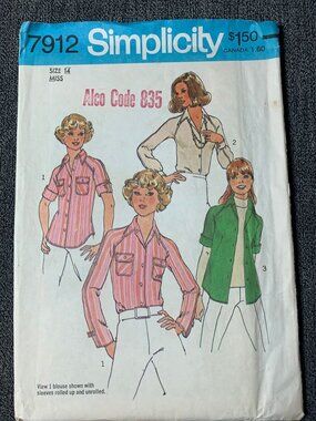 Simplicity Misses Shirt Sewing Pattern Size 14 7912 Uncut